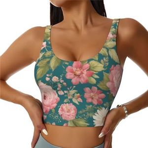 ERSDWRE Bloesem Bloesem Bloemenprint Atletische Tank Tops Voor Vrouwen Workout Tank Tops Voor Vrouwen Elastische Tanks Voor Fitness Yoga, Zwart, L