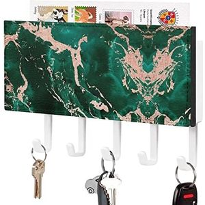 Groene Smaragd Rose Goud Marmeren Texure Sleutelhouder voor Muur met 5 Haken Brief Kapstok Home Decor Keuken Slaapkamer Kantoor