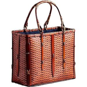 YANGYANGDA Bamboe Geweven Tote Bag Stro Clutch Bags Big Size Stro Bag Satchel Portemonnees voor Vrouwen, A