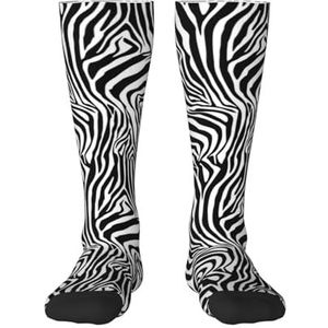 YsoLda Kousen Compressie Sokken Unisex Knie Hoge Sokken Sport Sokken 55CM Voor Reizen, Zebra Patroon, zoals afgebeeld, 22 Plus Tall