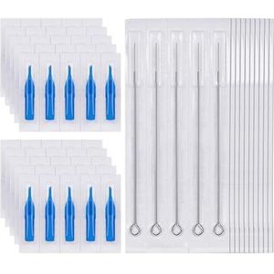 ATOMUS 50 Pieces Sterilized Tattoo Needles 3rl Round Liner Needle With 50 Pieces 3rt Tattoo Needle Tips Disposable Tattoo Nozzle Needle Tip Set