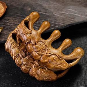 Massage Kam Haaruitval Hoofd Meridiaan Sandelhout Draagbare Brede Tand Kam 1Pcs