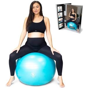 BABYGO Gymnastiekbal voor Zwangerschap | Fitbal, Zitbal, Fitnesbal | Bevalling en Na de bevalling | Yoga Oefenbal, Gymbal | Anti-burst 65cm (Inclusief Pomp + Oefenboek voor zwangerschap)