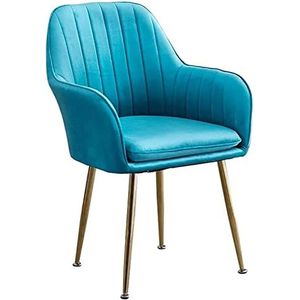 GEIRONV Moderne keuken eetkamerstoelen, for kantoor keuken slaapkamer stoelen met metalen poten fluwelen rugleuningen zitting woonkamer fauteuil Eetstoelen (Color : Blue, Size : 46x40x85cm)