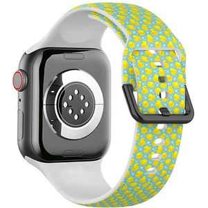 Sport zachte band compatibel met Apple Watch 38/40/41mm (gele rubberen eenden) siliconen armband band accessoire voor iWatch