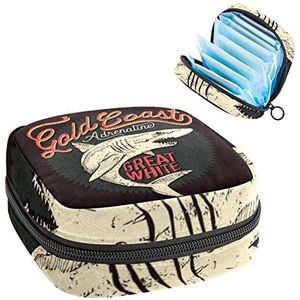 Periode Pouch Draagbare Tampon Opbergtas,Tampon Houder voor Portemonnee Vrouwelijke Product Organizer,Witte Haai, Meerkleurig, 4.7x6.6x6.6 in/12x17x17 cm