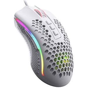 Redragon M808 Storm lichtgewicht RGB-gamingmuis, 85 g ultralichte honingraatschaal - 12.400 DPI optische sensor - 7 programmeerbare knoppen - Nauwkeurige registratie - Superlite-kabel - Wit