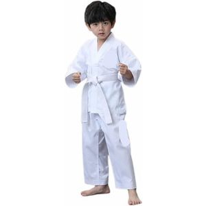 UBOHUZ Lichtgewicht judo-pak, Taekwondo-Dobok-uniform, volledig borduurwerk, vechtsport/studentengevechtspak met witte riem, voor mannen en vrouwen