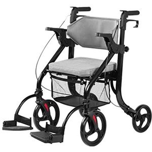 Aluminium - Rollator - Lichtgewicht - Met Armsteun en Rugleuning - Voor Senioren