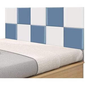 SXEVZOO Schil En Plak Hoofdborden, 3D Anti-Botsing Muurstickers, 3,2cm Dik Gestoffeerd Koningin En King Bed Zelfklevend Muurvulling (Color : Blue+white, Size : 150x60cm)