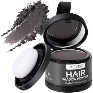 Aanzetpoeder voor mannen en vrouwen, donkergrijs, haarverdichtingspoeder met spiegelspons, haaraanzet-shading-concealer-poeder voor het vullen van dun haar