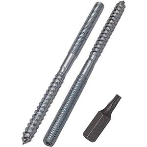 SKIR'CO (25 stuks) Stokschroeven M6 x 100 mm, plugschroeven met dubbele draad, dubbele kopbouten