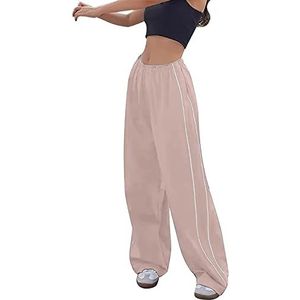 Sawmew Cargo Pants Women Low Waist Casual Pants Vintage Y2k 90s E-Girl Wide Trousers Sweatpants Elastic Loose Wide Trousers 90s E-Girl Streetwear (Color : Pink, Size : S)