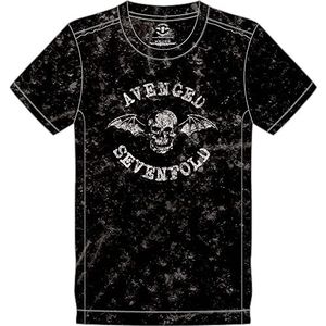 Avenged Sevenfold T Shirt Band Logo nieuw Officieel Mannen Zwart Snow Wash