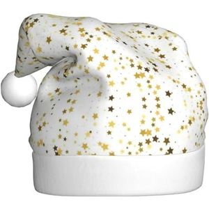 SSIMOO Sparsed Dreamy Stars And Spots pluche kerstmuts voor volwassenen, feestelijke feesthoed, ideaal feestaccessoire voor bijeenkomsten