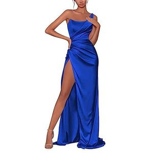 YIANN Cocktailjurken voor bruiloft, sexy zeemeermin, één schouder, lang, elegant, formeel, gala-avondjurken voor vrouwen met split, koningsblauw, 34