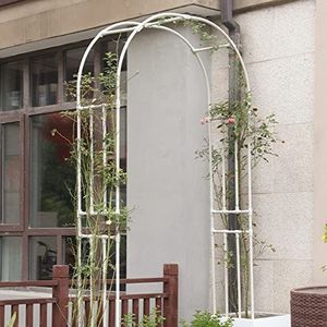 Outdoor Garden Rose Arch, weerbestendige metalen klimbogen pergola prieel, tuin prieel gazon achtertuin patio feest decoratief hekwerk, voor verschillende klimplanten rozen wijnstokken (kleur: wit,