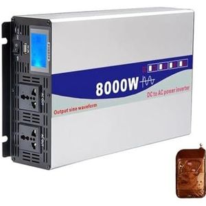 Spanningsomvormer 12V 220V 8000W DC 12V Naar AC 110V Spanningsomvormer Zonne-energie Auto-omvormer Met USB-omvormer Zuivere Sinusomvormer Omvormer(12V,110V(60HZ),Europe)