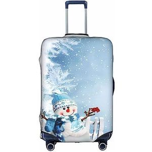Dehiwi Kerst Sneeuwpop Bagage Cover Reizen Stofdichte Koffer Cover Rits Sluiting Koffer Protector Fit 45-70 cm Bagage, Wit, L