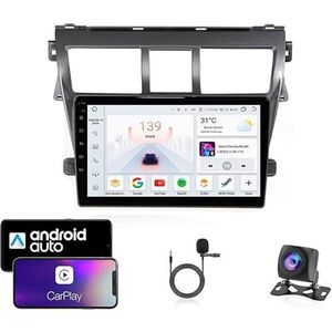 9 Inch Autoradio Compatibel voor Toyota Vlos 2007-2012 met GPS Navigatie CarPlay Android Auto Acht-Core 4G Bluetooth WiFi MirrorLink Stuurwiel Afstandsbediening(T5 8 Core 4G+Wifi 6G+128G)