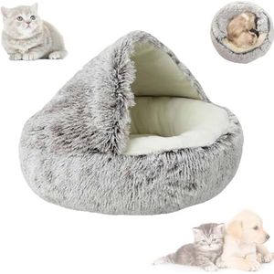 cozy cocoon pet bed for dogs,Cozy Cocoon Pet Bed,Winter Pet Plush Bed,Winter Pet Bed,Cozy Nook Pet Bed for Dogs, Cat Bed Round Hooded Cat Bed Cave (Small,Gray)