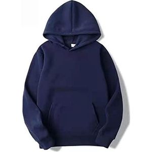 Hoodie mannen dames mode solide rood zwart grijs roze herfst/winter fleece hiphop hoodie casual tops-Navy Blue,S