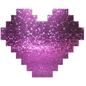 Sprankelende paarse glitter legpuzzel - hartvormige bouwstenen puzzel-leuk en stressverlichtend puzzelspel