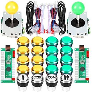 EG STARTS 2 Speler Arcade DIY Kit Onderdeel USB Encoder naar PC Games 8 Way Joystick + 20x 5V LED Arcade Knoppen Voor Arcade Stick Games Mame & Raspberry Pi van RetroPie