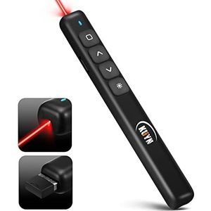 KUIYN Presentation Clicker Remote, Wireless Presenter, USB-Receiver, Red Pointer Clicker for Slideshow PowerPoint Presentations, Support Win11︱Mac︱Keynote︱Google Slides(B3)