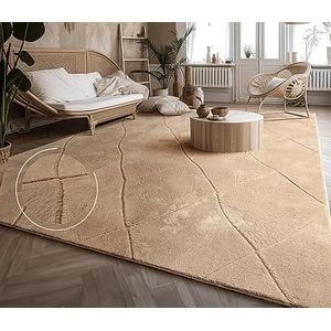 Vloerkleed Woonkamer Laagpolig Boho Patroon Scandinavisch 3D Modern, Maat:120x160 cm, Kleur:Beige 2