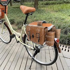 Bruin,Small Rear Rack Waterproof Bag with a Lock, Hard Leather Motorcycle Trunk Bag, Moped Scooter Tail Bag Leather, Motorcycle Pannier Bag, for Scooter Travel