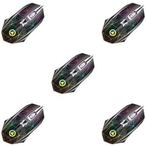 Tityvirnix 5 set Computer USB Bedrade Gloeiende Optische Muis Draagbare 4 Knoppen Gaming RGB Licht Muizen Verstelbare 1200/1600/2400 DPI Driver-vrij
