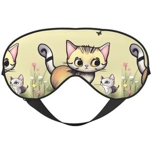 Kat en vlinder Unisex elastisch verstelbaar gesp ontwerp verduisterende slaap oogmasker voor thuis reizen yoga kantoor dutje