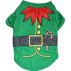 Petitebelle Kerst Print Shirt Puppy hond kleding (groene kerstman, groot)