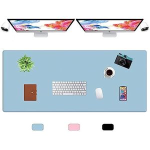 LL-COEUR Grote Kunstleer Waterbestendig Muismat Computer Kantoor Bureaulegger (1400 x 600 x 2 mm, Blauw)