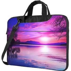 paarse zonsondergang op water Laptop Tas schokbestendige Laptop Sleeve Case Computer Schoudertas 13 14 15.6 inch