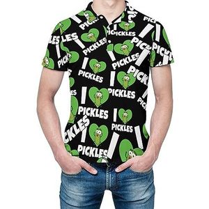 I Love Pickles grappig heren shirt met korte mouwen golfshirts normale pasvorm tennis T-shirt casual business tops
