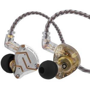 Linsoul KZ ZS10 Pro, 4BA+1DD 5 Driver in Ear Monitor, HiFi bedrade oordopjes, Oordopjes voor gamers, Hybride IEM koptelefoon met roestvrij stalen front, 2 Pin afneembare kabel(Glare geel,Zonder Mic)