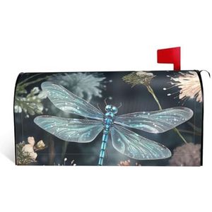 GTKSYNVE Libelle Bloem Brievenbus Covers Magnetische Standaard Maat 25,5 x 21 inch Decoratieve Brievenbus Wraps Waterdichte Post Brievenbus Cover Gepersonaliseerde Brievenbus Covers voor Tuin Outdoor
