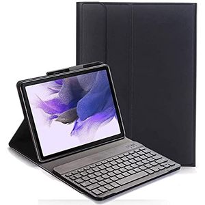 YHFZR Toetsenbordhoes voor Samsung Galaxy Tab S7 FE - (QWERTY-Indeling) Ultradunne Flip met Verwijderbare Draadloze Toetsenbordstandaard Case voor Samsung Galaxy Tab S7 FE T730/T736B 12.4"", Zwart