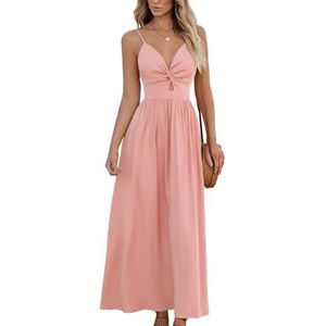 Chiffon baljurken voor dames, mouwloos, bruidsmeisjesjurken voor bruiloft, cocktailjurk, grote maten, roze, 32