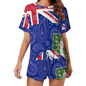 Paisley Britse Maagdeneilanden vlag mode 2 stuks dames pyjama sets korte mouw nachtkleding zachte loungewear stijl-37
