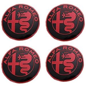 SJZZJMZ 4 stuks auto wielnaafdoppen voor Alfa Romeo 56mm auto wielnaafdoppen vervangende naafdoppen stickers B