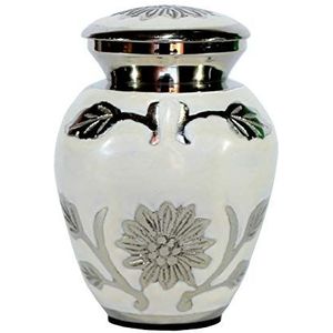 ESPLANADE Crematie Urn Gedenktekens Container Pot Pot | Metalen Urnen | Begrafenis Urn | Gedenktekens Keepsake Urn (Wit gesneden)