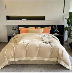 100 Egyptisch katoenen beddengoedset Queen King Size Linnen Kussenslopen Laken Dekbedovertrekset, beddengoed(Beige,FITTED BED SHEET-QUEEN 4PCS)