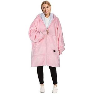 Catalonia Classy Oversized hoodie-deken, donzige capuchondeken, dameshoodie met enorme oversized ritssluiting, super zacht, warm, draagbaar sherpa-deken, cadeau-idee