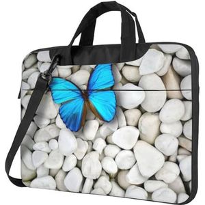 ASEELO Sprankelende paarse glitter zakelijke laptoptassen messenger aktetas computertas met schouder compatibel voor werk, Vlinder en Steen, 14 inch Laptop bag