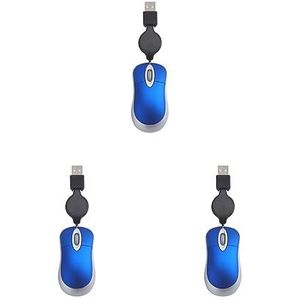 Tityvirnix 3 set Computer Ultra-lichtgewicht 3 Knoppen Muis Bedraad Universele Telescopische Intrekbare Ergonomische Ontwerp Gaming Muizen Kantoor Blauw