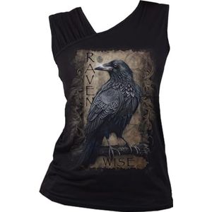 Spiral - Raven Wise - Gathered Schouder Slant Vest Zwart, Zwart, M
