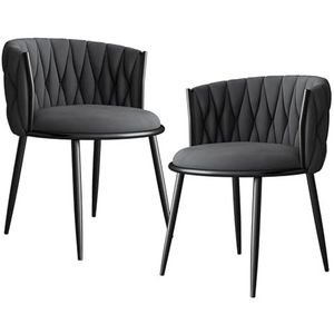 Maaltijd Stoelen Eetkamerstoelen Set van 4, Moderne Geweven Accentstoel, Fluwelen Beklede Fauteuil Zijstoel for Keuken Kaptafel Woonkamer Eetkamer Slaapkamer, Grijs(Dark Grey,2PCS)